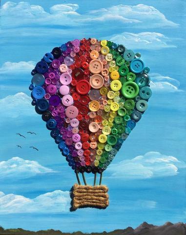 Hot Air Balloon made with buttons