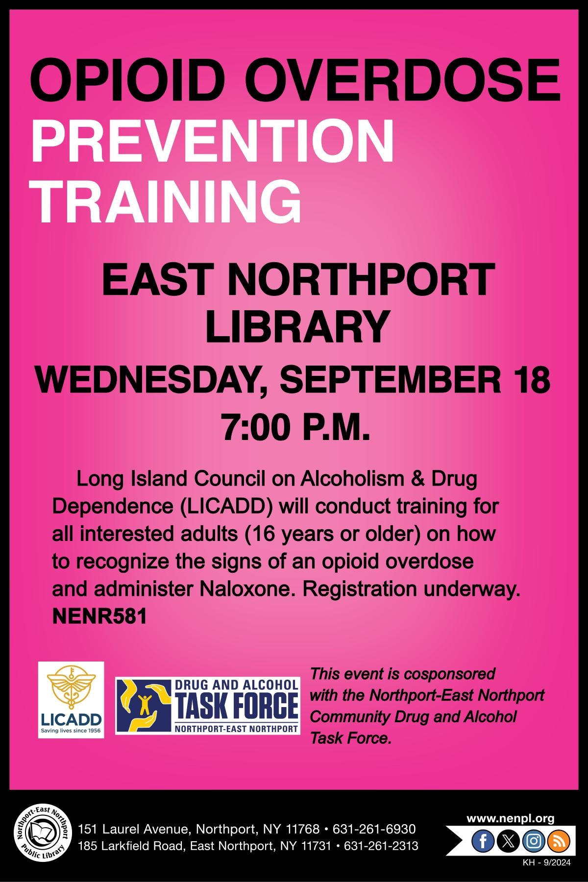 Opioid Overdose Prevention Training Flyer